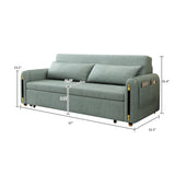 Modern Green Convertible Sofa Bed with Storage Pocket & Metal Legs