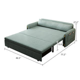 Modern Green Convertible Sofa Bed with Storage Pocket & Metal Legs
