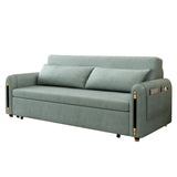 Modern Green Convertible Sofa Bed with Storage Pocket & Metal Legs