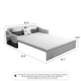 Grey Cotton Linen Pull Out Sofa Bed with Storage Chaise & Soft Seating