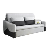 Grey Cotton Linen Pull Out Sofa Bed with Storage Chaise & Soft Seating