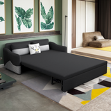 Grey Cotton Linen Pull Out Sofa Bed with Storage Chaise & Soft Seating