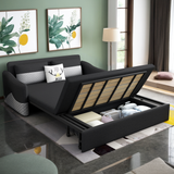 Grey Cotton Linen Pull Out Sofa Bed with Storage Chaise & Soft Seating