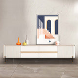 Sintered Stone & MDF Modern TV Stand in Beige with Storage Drawers & Shelves