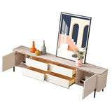 Sintered Stone & MDF Modern TV Stand in Beige with Storage Drawers & Shelves