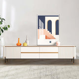 Sintered Stone & MDF Modern TV Stand in Beige with Storage Drawers & Shelves