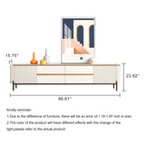 Sintered Stone & MDF Modern TV Stand in Beige with Storage Drawers & Shelves