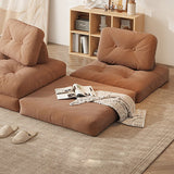 Beige & Brown Convertible Modular Floor Couch in Corduroy Velvet