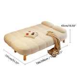 Japandi Loveseat Folding Sofa Bed in Cream White & Green - Corduroy Fabric & Ash Wood Base