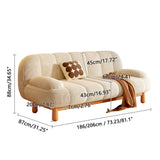 Japandi Loveseat Folding Sofa Bed in Cream White & Green - Corduroy Fabric & Ash Wood Base