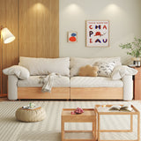 Japandi Pull-Out Sofa Bed in Corduroy, Linen & Woven Cotton-Linen