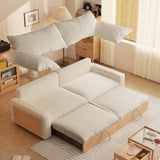 Japandi Pull-Out Sofa Bed in Corduroy, Linen & Woven Cotton-Linen