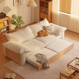 Japandi Pull-Out Sofa Bed in Corduroy, Linen & Woven Cotton-Linen