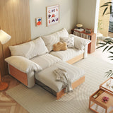 Japandi Pull-Out Sofa Bed in Corduroy, Linen & Woven Cotton-Linen