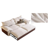 Japandi Pull-Out Sofa Bed in Corduroy, Linen & Woven Cotton-Linen