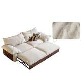 Japandi Pull-Out Sofa Bed in Corduroy, Linen & Woven Cotton-Linen