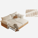 Japandi Pull-Out Sofa Bed in Corduroy, Linen & Woven Cotton-Linen