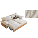 Japandi Pull-Out Sofa Bed in Corduroy, Linen & Woven Cotton-Linen