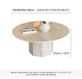 WEHOMZ Japandi Round Coffee Table - Beige Travertine & Sintered Stone Options