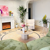 WEHOMZ Japandi Round Coffee Table - Beige Travertine & Sintered Stone Options