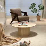 WEHOMZ Japandi Round Coffee Table - Beige Travertine & Sintered Stone Options