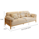 Japandi Solid Ash Wood Sofa in Cotton Linen, Corduroy & Pet-Safe Fabric