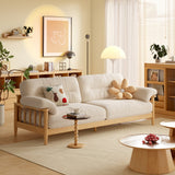 Japandi Solid Ash Wood Sofa in Cotton Linen, Corduroy & Pet-Safe Fabric