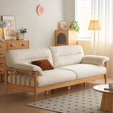 Japandi Solid Ash Wood Sofa in Cotton Linen, Corduroy & Pet-Safe Fabric