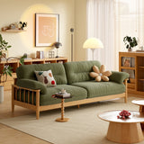 Japandi Solid Ash Wood Sofa in Cotton Linen, Corduroy & Pet-Safe Fabric