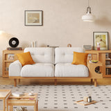 Japandi Wooden Base Sofa with Integrated Cat Den