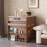 Multifunctional Kitchen Island & Extendable Dining Table with Sintered Stone Top in Walnut