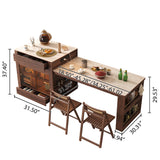 Multifunctional Kitchen Island & Extendable Dining Table with Sintered Stone Top in Walnut
