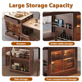Multifunctional Kitchen Island & Extendable Dining Table with Sintered Stone Top in Walnut