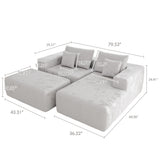 Modern L-Shaped Beige Corduroy Sofa & Ottoman Set - Soft, Durable with Modular Design