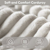 Modern L-Shaped Beige Corduroy Sofa & Ottoman Set - Soft, Durable with Modular Design