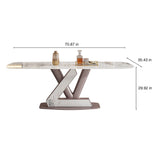 Elegant Oval Marble Dining Table | 6-Seater | White Sintered Stone & Purple Carbon Steel Base