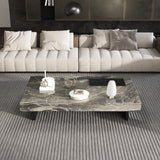 Elegant Sintered Stone Rectangle Coffee Table with Carbon Steel Base