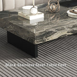 Elegant Sintered Stone Rectangle Coffee Table with Carbon Steel Base