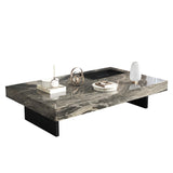 Elegant Sintered Stone Rectangle Coffee Table with Carbon Steel Base