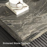 Elegant Sintered Stone Rectangle Coffee Table with Carbon Steel Base