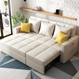 Modern Linen Convertible Sleeper Sofa Chair Bed in Beige with Metal Frame & Soft Foam Cushion