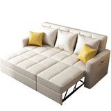 Modern Linen Convertible Sleeper Sofa Chair Bed in Beige with Metal Frame & Soft Foam Cushion