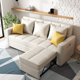 Linen Convertible Sleeper Sofa Chair Bed Beige 70.8"