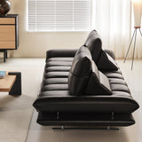WEHOMZ Double Sided Leather Sofa for Living Room - Vintage Design with Adjustable Backrests & Armrests in Black or Brown