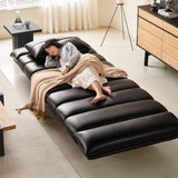 WEHOMZ Double Sided Leather Sofa for Living Room - Vintage Design with Adjustable Backrests & Armrests in Black or Brown