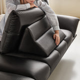 WEHOMZ Double Sided Leather Sofa for Living Room - Vintage Design with Adjustable Backrests & Armrests in Black or Brown