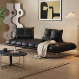 WEHOMZ Double Sided Leather Sofa for Living Room - Vintage Design with Adjustable Backrests & Armrests in Black or Brown