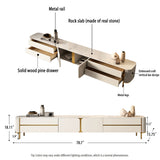 Modern Luxury Beige TV Stand with Marbling Slate & MDF, Spacious Drawers & Shelves