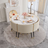Luxury Round Dining Table and Chair Set with Sintered Stone Tabletop
