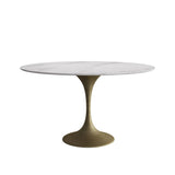Elegant Round Dining Table Set with Sintered Stone Top & Brass Iron Legs